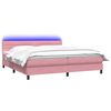 vidaXL Sommier &agrave; lattes de lit avec matelas et LED rose 180x210 cm velours