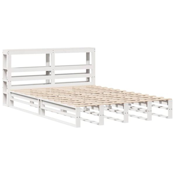 vidaXL Cadre de lit sans matelas blanc 135x190 cm bois de pin massif
