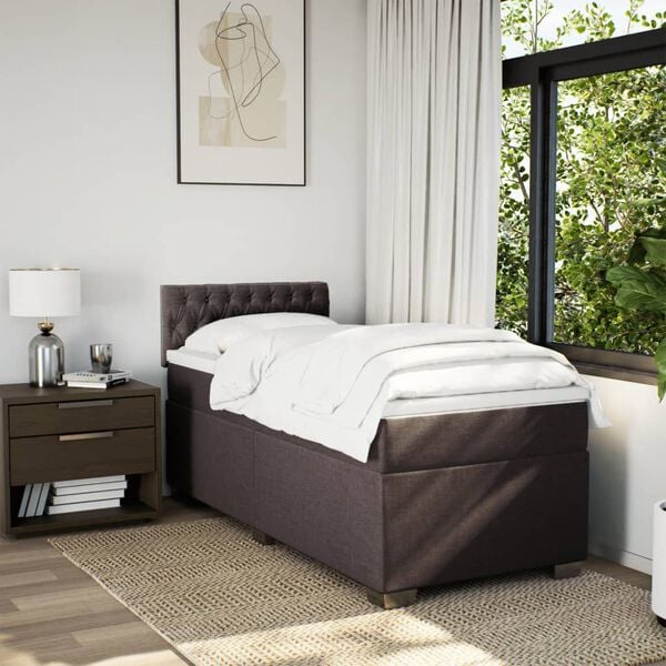 vidaXL Sommier &agrave; lattes de lit avec matelas Marron fonc&eacute; 80x200 cm