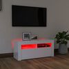 vidaXL Meuble TV avec lumi&egrave;res LED blanc brillant 90x35x40 cm