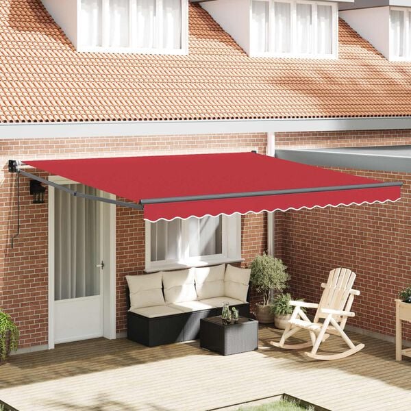 vidaXL Auvent R&eacute;tractable Rouge 400 &times; 300 cm Polyester et Aluminium