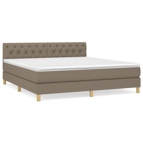 vidaXL Sommier &agrave; lattes de lit avec matelas Taupe 160x200 cm Tissu