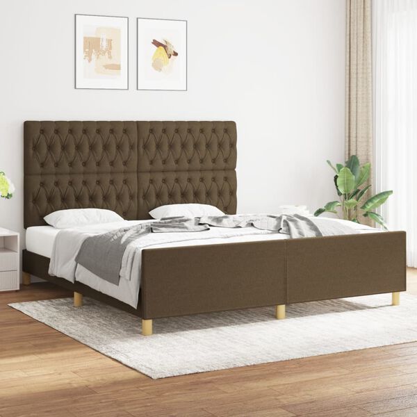 vidaXL Cadre de lit sans matelas marron fonc&eacute; 180x200 cm tissu