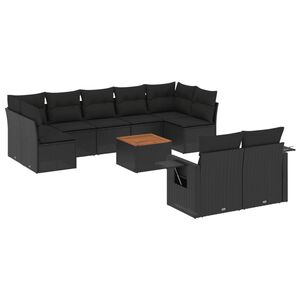 vidaXL Salon de jardin 10 pcs avec coussins noir r&eacute;sine tress&eacute;e