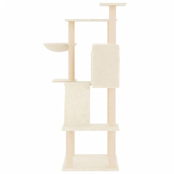 vidaXL Arbre &agrave; chat avec griffoirs en sisal cr&egrave;me 143 cm