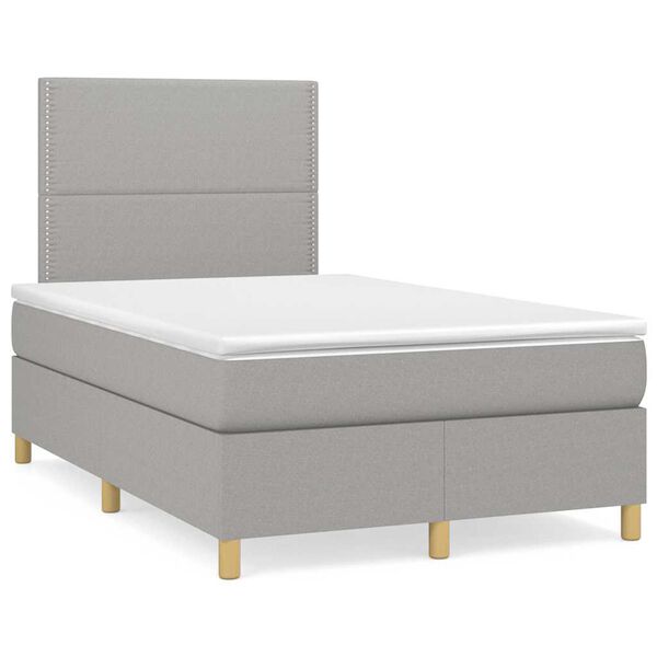 vidaXL Sommier &agrave; lattes de lit et matelas gris clair 120x190 cm tissu
