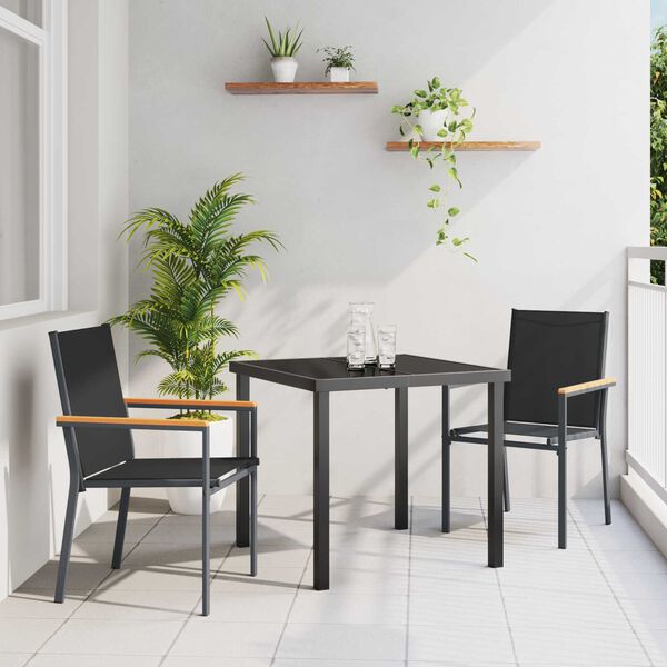 vidaXL Ensemble de salle &agrave; manger pour jardin 3 pcs Noir
