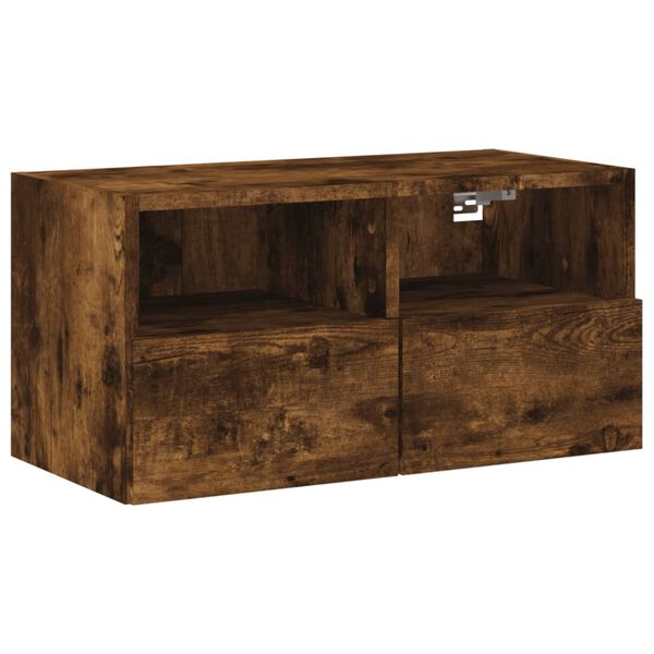 vidaXL Meuble TV mural ch&ecirc;ne fum&eacute; 60x30x30 cm bois d'ing&eacute;nierie