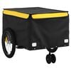 vidaXL Remorque de v&eacute;lo noir et jaune 45 kg fer