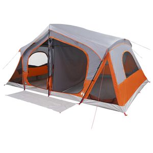 vidaXL Tente Cabane Gris et orange 10 personnes Polyester et Acier