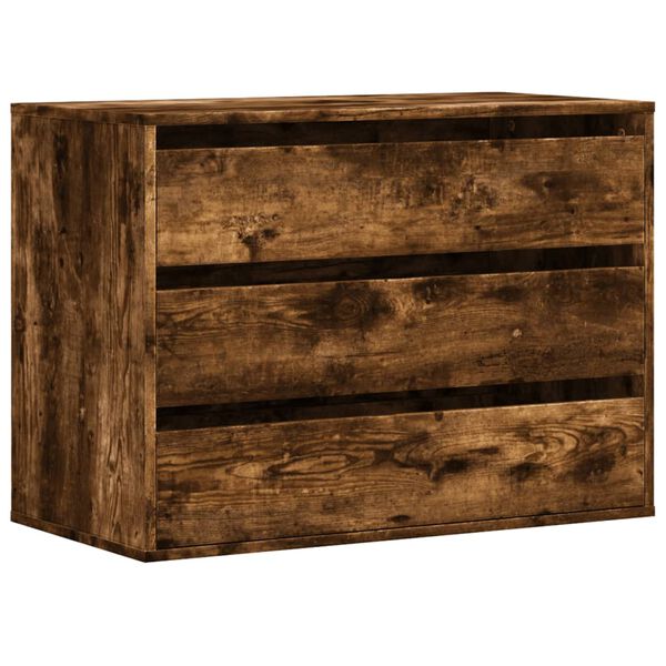 vidaXL Commode d'angle ch&ecirc;ne fum&eacute; 80x41x58 cm bois d'ing&eacute;nierie