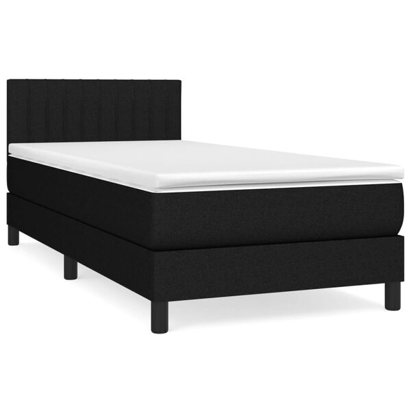 vidaXL Sommier &agrave; lattes de lit avec matelas Noir 100x200 cm Tissu