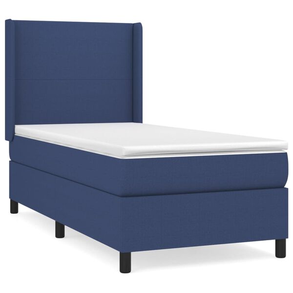vidaXL Sommier &agrave; lattes de lit avec matelas Bleu 100x200 cm Tissu