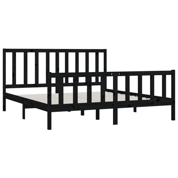 vidaXL Cadre de lit sans matelas noir 200x200 cm bois massif