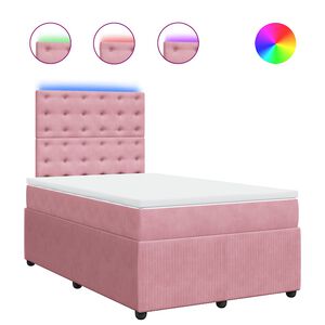 vidaXL Sommier &agrave; lattes de lit avec matelas rose 120x190 cm velours