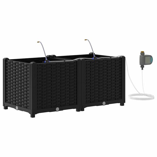 vidaXL Cache-pot de jardin 2 pcs Noir Acier