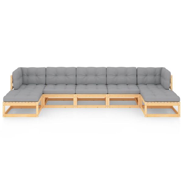 vidaXL Salon de jardin 7 pcs avec coussins Bois de pin massif
