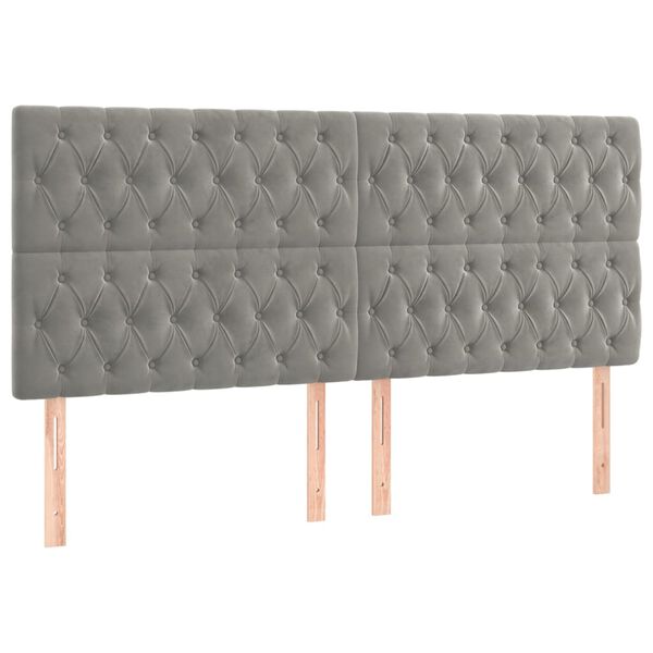 vidaXL T&ecirc;te de lit &agrave; LED Gris clair 180x7x118/128 cm Velours