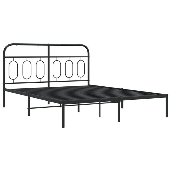 vidaXL Cadre de lit métal sans matelas avec tête de lit noir 140x190cm