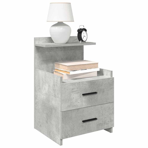 vidaXL Table de chevet avec 2 tiroirs Gris béton 40 x 36,5 x 62 cm