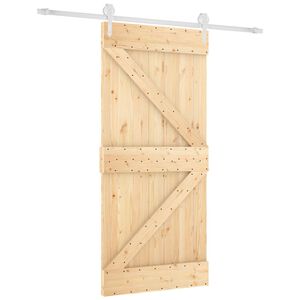 vidaXL Porte coulissante 95 x 210 cm Bois de pin massif (non trait&eacute;)