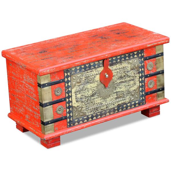 vidaXL Coffre de rangement Bois de manguier rouge 80 x 40 x 45 cm
