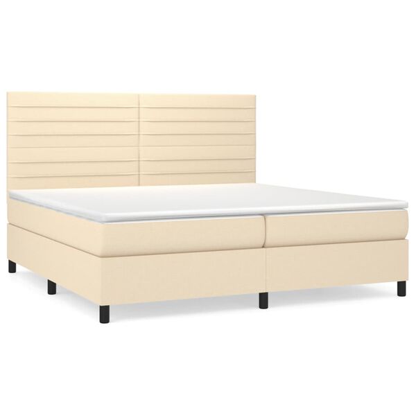 vidaXL Sommier &agrave; lattes de lit avec matelas Cr&egrave;me 200x200 cm Tissu