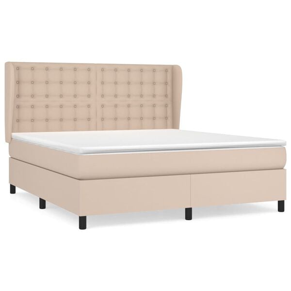 vidaXL Sommier &agrave; lattes de lit avec matelas Cappuccino 180x200 cm