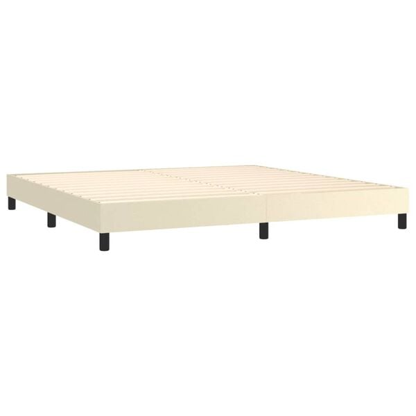 vidaXL Sommier &agrave; lattes de lit avec matelas Cr&egrave;me 200x200cm Similicuir