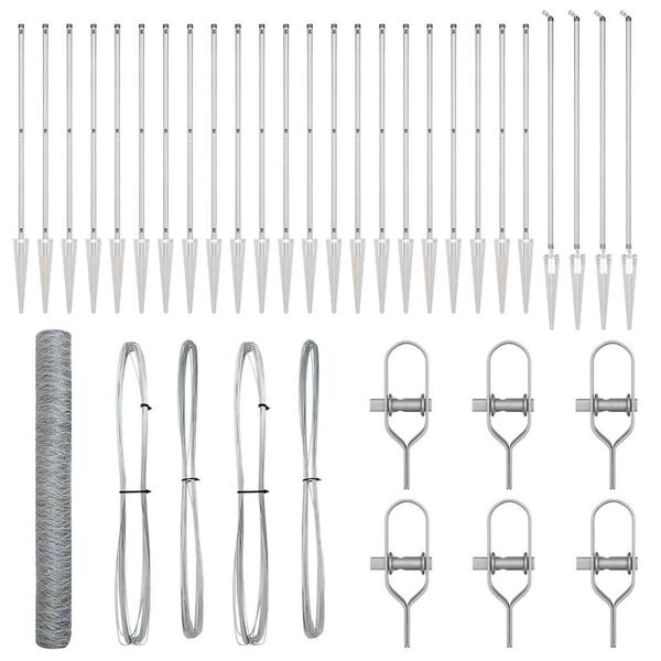 vidaXL Poteau de cl&ocirc;ture. Argent&eacute; 50 x 1,2 m (maillage de 50 mm) Acier