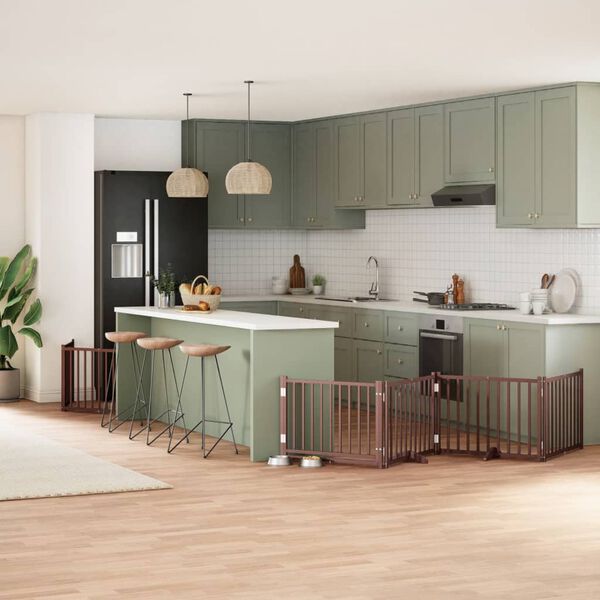 vidaXL Barri&egrave;re pour chien porte pliable 12 panneaux bois de peuplier