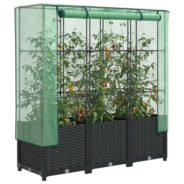 vidaXL Jardini&egrave;re sur&eacute;lev&eacute;e avec housse aspect rotin 120x40x138 cm