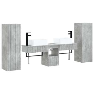 vidaXL Ensemble d'armoire de salle de bain 5 pc Gris b&eacute;ton