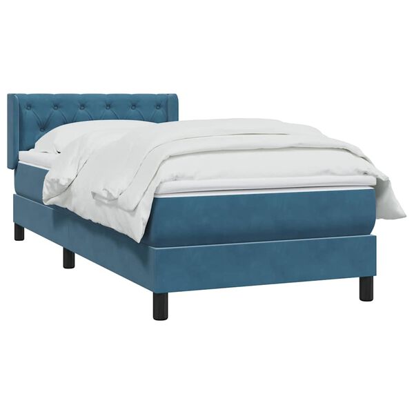 vidaXL Sommier &agrave; lattes de lit et matelas bleu fonc&eacute; 80x220 cm velours