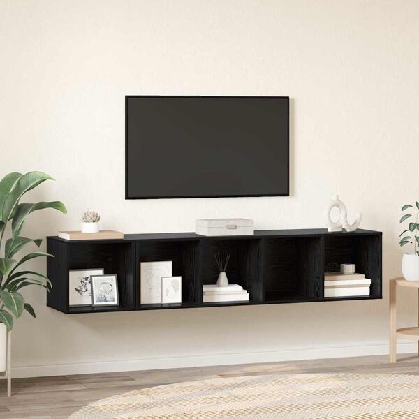 vidaXL Ensemble de meubles TV 2 pcs Ch&ecirc;ne noir Bois d'ing&eacute;nierie