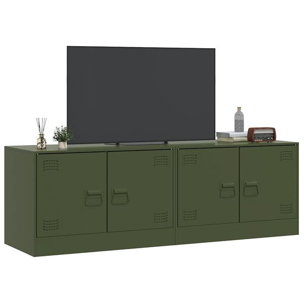 vidaXL Meubles TV 2 pcs vert olive 67x39x44 cm acier