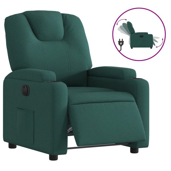 vidaXL Fauteuil inclinable &eacute;lectrique Vert fonc&eacute; Tissu