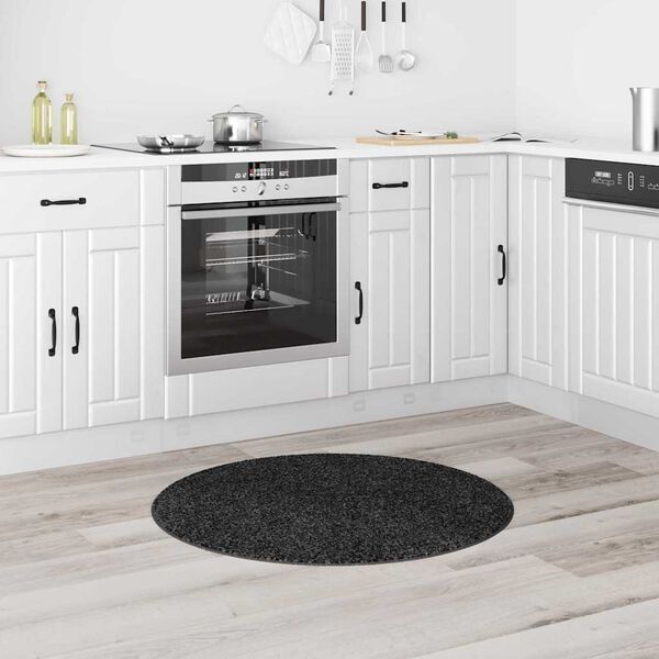 vidaXL Tapis Shaggy Anti-d&eacute;rapant Gris fonc&eacute; 90 x 90 cm PP