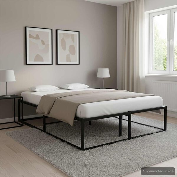 vidaXL Cadre de lit sans matelas noir m&eacute;tal 120x200 cm