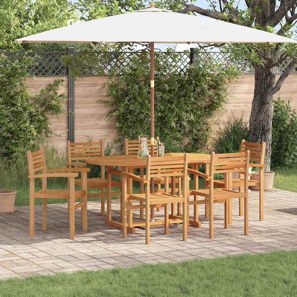 vidaXL Ensemble de salle &agrave; manger pour jardin 7 pcs Naturel