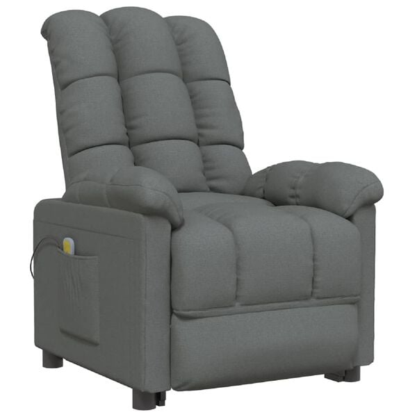 vidaXL Fauteuil de massage Gris foncé Tissu