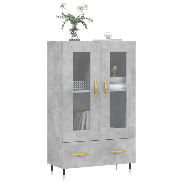 vidaXL Buffet haut gris b&eacute;ton 69,5x31x115 cm bois d'ing&eacute;nierie
