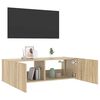 vidaXL Meuble TV mural avec lumi&egrave;res LED ch&ecirc;ne sonoma 100x35x31 cm