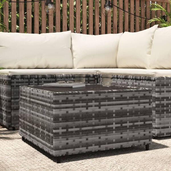vidaXL Table basse de jardin carr&eacute; gris 50x50x30 cm r&eacute;sine tress&eacute;e