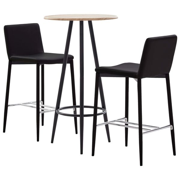 vidaXL Ensemble de bar 3 pcs Similicuir Marron