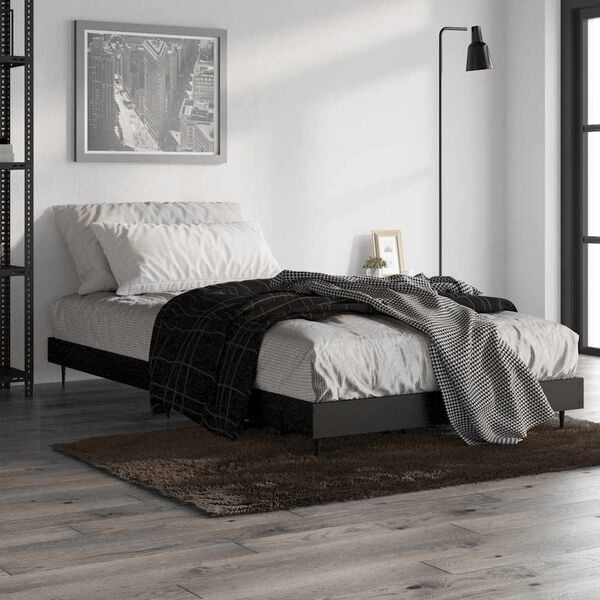 vidaXL Cadre de lit sans matelas noir 90x190 cm bois ing&eacute;nierie