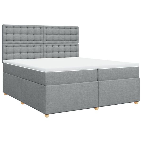 vidaXL Sommier &agrave; lattes de lit avec matelas Gris clair 200x200cm Tissu