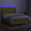 vidaXL Sommier &agrave; lattes de lit matelas et LED Vert 140x190 cm Tissu