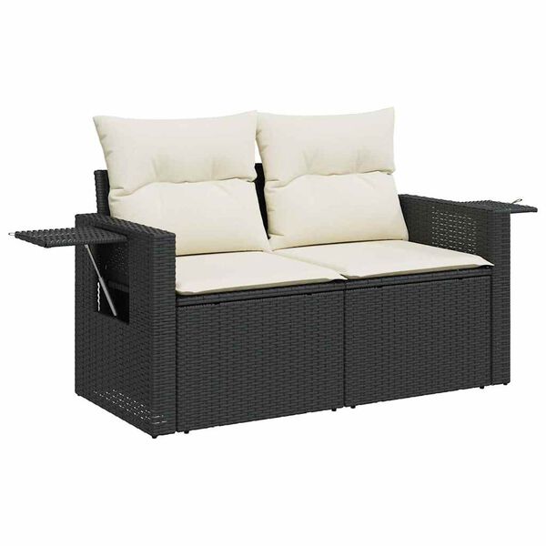 vidaXL Salon de jardin 10 pcs avec coussins noir r&eacute;sine tress&eacute;e