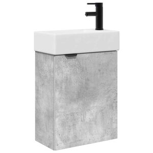 vidaXL Meuble de salle de bain avec robinet Gris b&eacute;ton